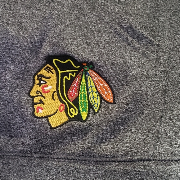 NHL Offical Licensed Gray Chicago Blackhawks Hockey Long Sleeve Hoodie Men's XL - Picture 14 of 16